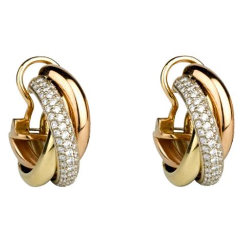 cartier trinity earrings with diamonds|cartier trinity earrings vintage.